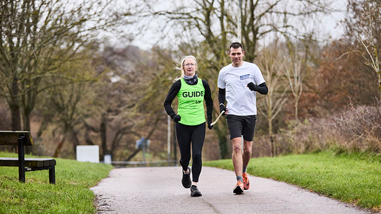 Ultramarathon runner and guide dog owner Steve training for a marathon