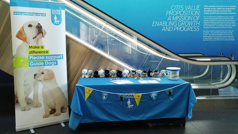 Guide Dogs display stand at a Citi employee engagement day