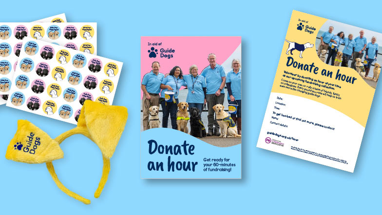 A collage of the donate an hour resources