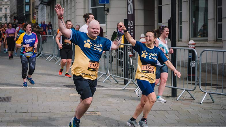 A Guide Dogs runners in the London Landmarks Half Marathon