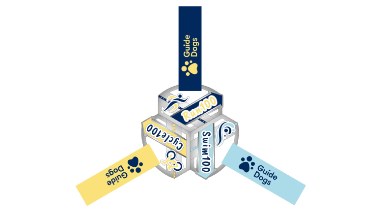 Group of 3 100 for Guide Dogs medals interlocking