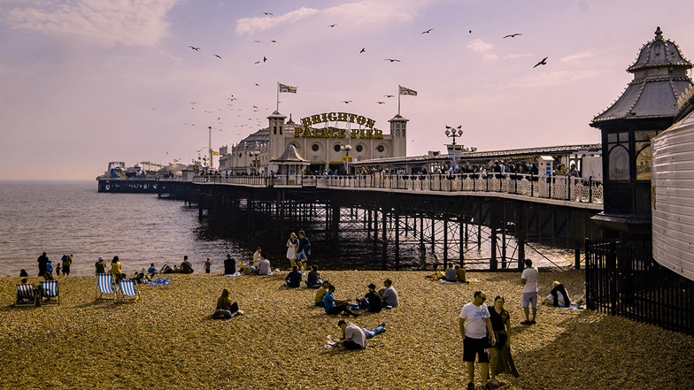 Brighton Palace Pier as seen by someone with deuteranopia