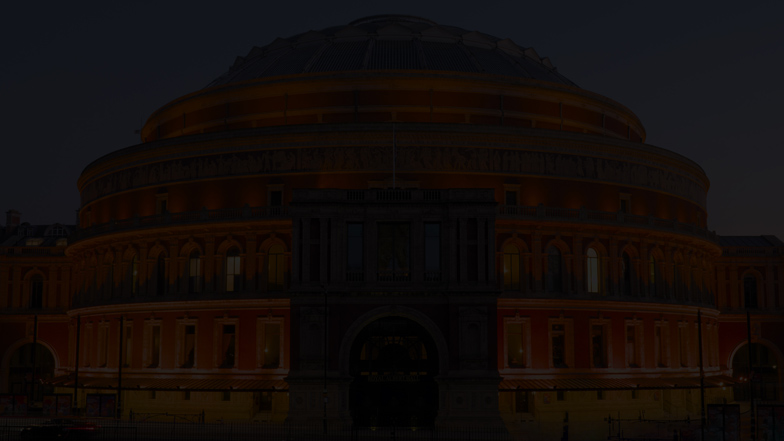 Royal Albert Hall lit up at night as seen by someone with night blindness