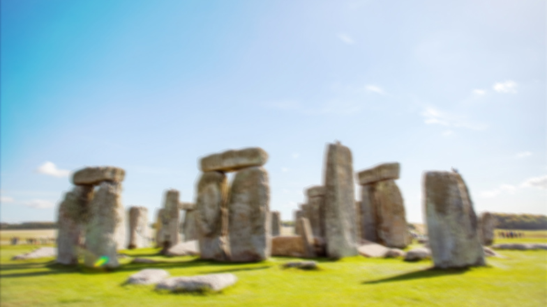 Stonehenge on a sunny day as seen by someone with cataracts