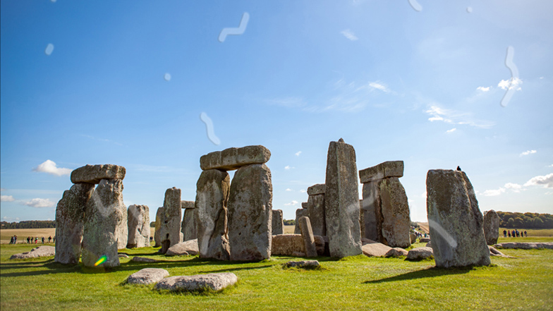 Stonehenge on a sunny day as seen by someone with eye floaters