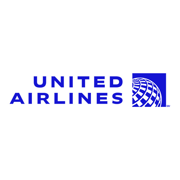 Blue United Airlines logo on a white background