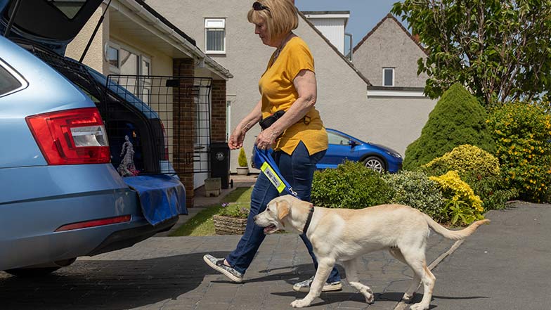 Rupert and Jean walking towards an open car boot