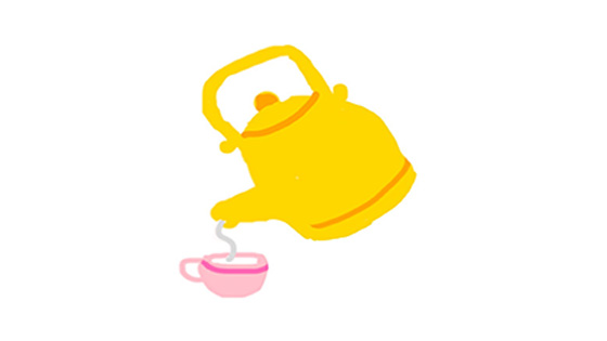 An illustration of a kettle pouring water into a mug