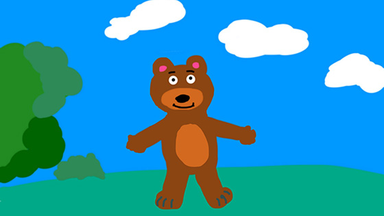 An illustration of a teddy bear outside