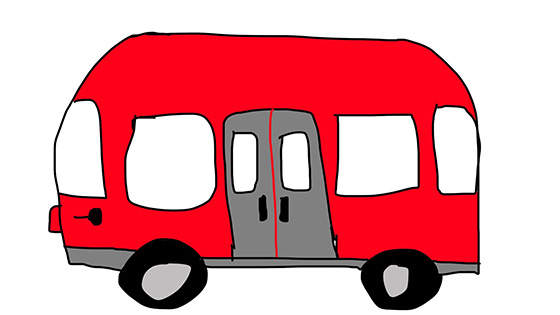 An illustration of a red bus