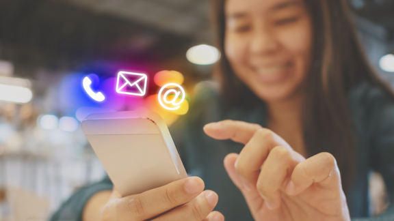 A woman using a smartphone