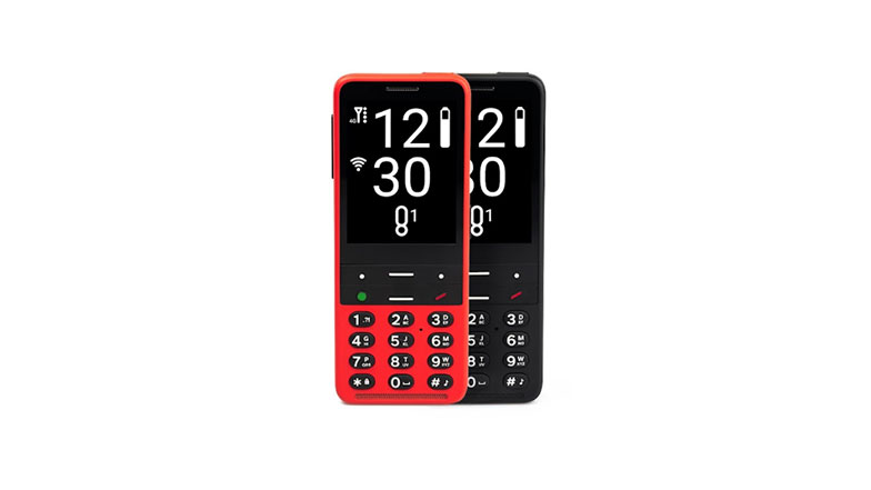 An image of a red and a black blindshell classic 2 phone.