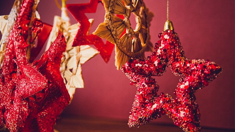 Red star shaped Christmas decorations